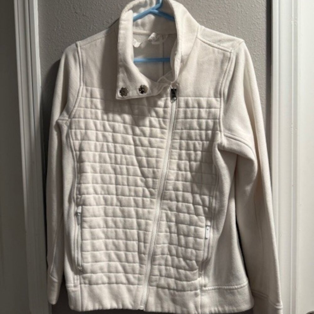 Lululemon White Quilted Asymmetrical Zip Jack Sz 8